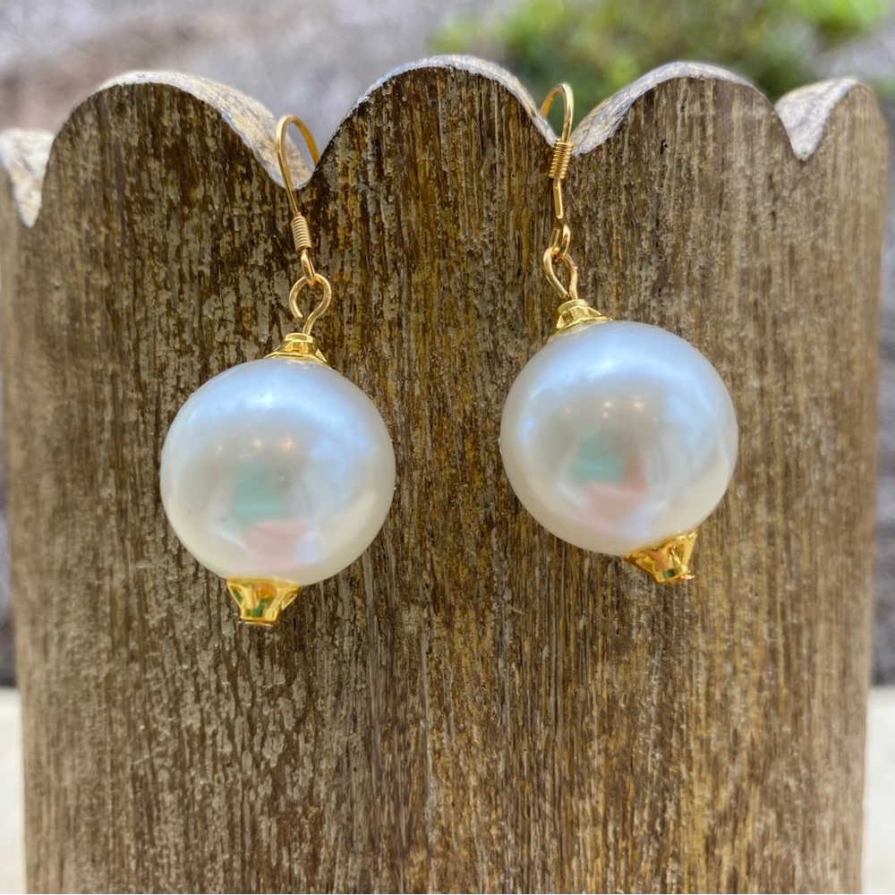 Handmade Jumbo Faux Pearl Drop Earrings